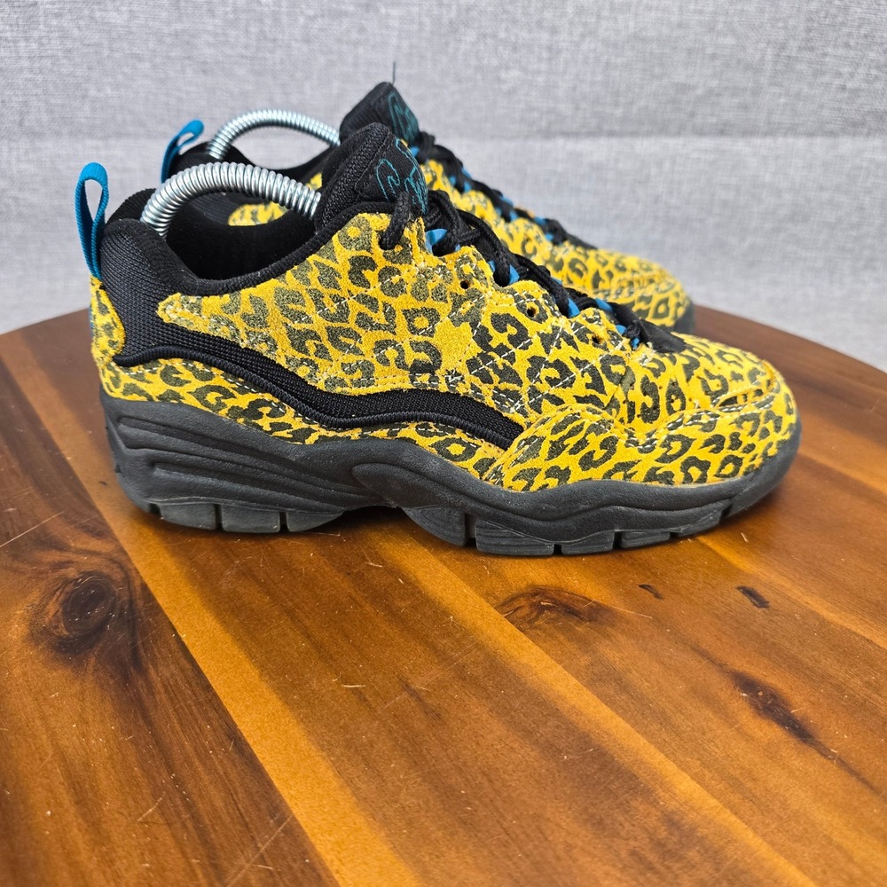 Cat Paws Womens Leopard Print Chunky Platform Sneakers Yellow Black Blue Size 6